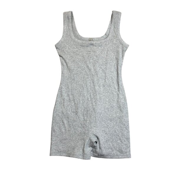 Skims Womens Large Cotton Rib Onsie Stretch Light Heather Grey NWT MSRP $78 - Picture 2 of 7